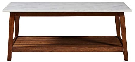 VERSANORA Wooden Coffee Table Faux Marble Finish Modern Design Teamson Home TV Unit VNF-00061