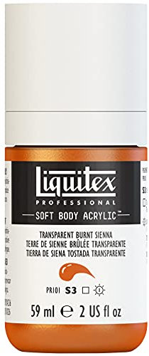 Liquitex 1959129 Professional Acrylic Paint Soft Body - Artist Paint in Creamy Opaque Consistency, High Pigmentation, Lightfast and Ageing Resistant, 59 ml Bottle - Siena Burnt Transparent