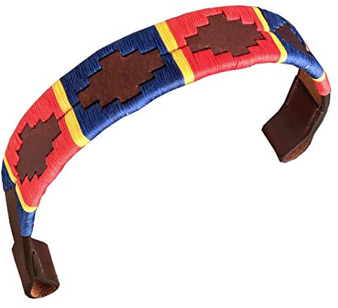 CARLOS DIAZ Designer Echtes Leder Gewachstes Besticktes Gaucho Polo Pferd Zaumzeug Stirnband (Kleines Pferd 15 Zoll)