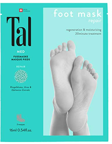 Tal® MED Repair Fußmaske – Hornhaut Socken für trockene & beanspruchte Füße | Regenerierende Feuchtigkeitsmaske mit Urea & Edelweiß | Ohne Peeling, sanft & pflegend | Wellness für Zuhause