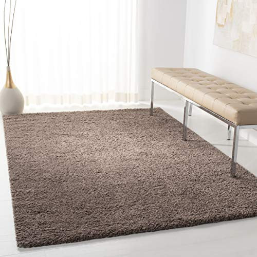Safavieh Zottelig Teppich für Wohnzimmer, Esszimmer, Schlafzimmer - August Shag Collection, Kurzer Flor, Taupe, 200 X 200 cm