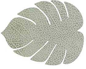 Lind DNA Glasuntersetzer Monstera Recyceltes Leder Hippo Olive Grün, Maße: 14cm x 12cm, 989962