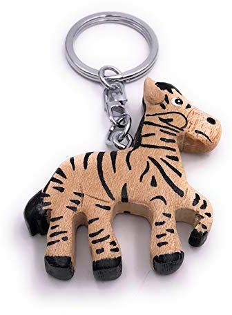 H-Customs Zebra Pferd Holz Edel Handmade Schlüsselanhänger Anhänger