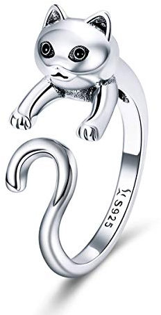 Katzenringe Mädchen 925 Sterling Silber Verstellbarer Öffnungsfingerring für Damen für sie