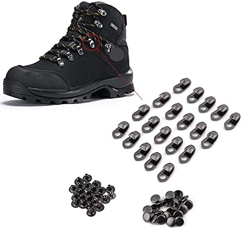 Oumefar 20 Ganchos para Botas, Accesorios de Encaje, Ojales de aleación, Accesorios de Escalada de Ojos para Botas con Remaches para reparación, Caminata en el Campamento Shoelace
