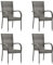 vidaXL 4X Gartenstuhl Stapelbar Gartensessel Stapelstuhl Essstuhl Stapelsessel Stuhl Sessel Stühle Gartenmöbel Terrasse Grau Poly Rattan
