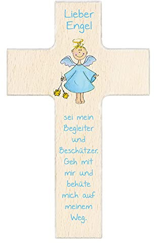 Fritz Cox Kinderkreuz 'Engel sei mein Begleiter' 20cm Blau natur