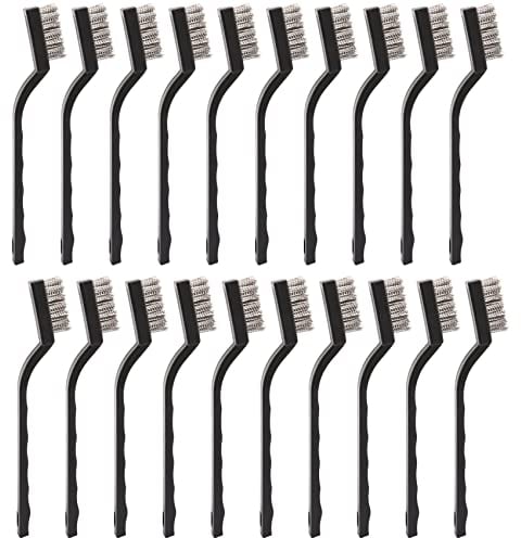 Haudang Wire Brush Set 20Pcs Mini Brass Wire Brushes Plastic Handles Wire Brush for Cleaning Rust, Metal Work Pieces, Welding Slag and Rust, Greasy Dirt,Small Wire Brush Set