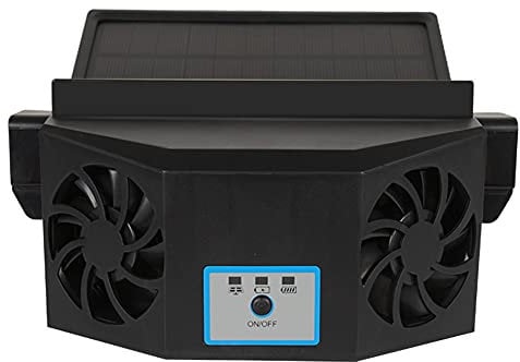 CRGANGZY Solar/USB Charging Car Exhaust Fan Air Vent Conditioner Cooler Fans, Fan Air Cooler Conditioner Air Ventilation Circulation Fan Radiator Auto Accessories (Black)