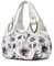 NICOLE & DORIS Handtaschen Damen Designer Tasche Elegante Groß Handtasche Modern Shopper Tote Bag Damentasche mit Blumenmuster Weißer Griff/graue Blume