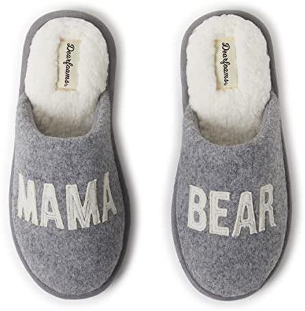Dearfoams Women's Mama Bear, Light Heather Grey, 7-8