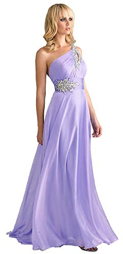 WTWVIAN Vestido de noche de gasa de un solo hombro de longitud con cuentas de lentejuelas vestido de novia de dama de honor, Lila, 52