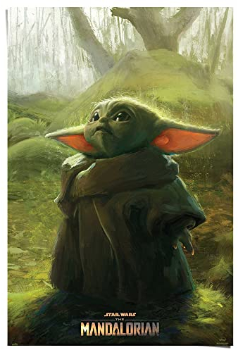 REINDERS Poster, Star Wars Mandalorian Baby Yoda Grogu, Teenager Zimmer, Poster, Wanddeko, Room Decor, 150 gr. glänzend Bilderdruckpapier, Grün, 91,5x61cm