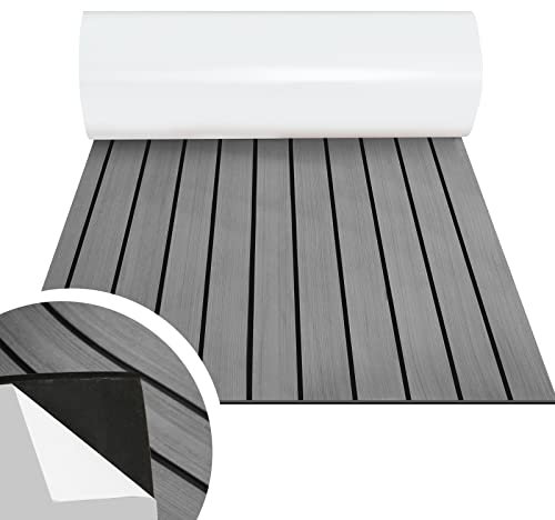 Yakimz Eva Teakholz Moosgummi Bodenbelag 240 x 60 cm Selbstklebend Antirutschmatte für Boote Yachten Marine Grau