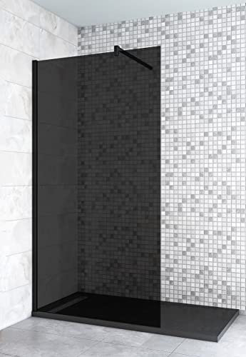 Aica Sanitär Walk in Dusche 80cm Duschabtrennung Walkin Duschwand 8mm Nano Rauchglas H200cm