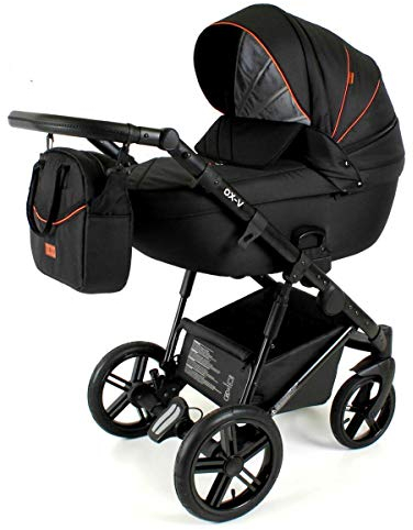 Lux4Kids Kinderwagen Set Babyschale Isofix Optional Buggy 12 Farben OVX by Black Orange 011 2in1 ohne Babyschale