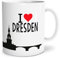 OWLBOOK® I love Dresden Skyline Tasse mit Spruch Geschenke Geschenkideen als Erinnerung oder Mitbringsel von einer Reise für Männer und Frauen zum Geburtstag Keramik 300 ml