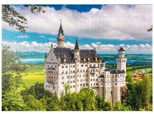 MyPuzzle Schloss Neuschwanstein an einem Sommertag in Deutschland - Premium 1000 Teile Puzzle - MyPuzzle Sonderkollektion von Puzzle Galaxy