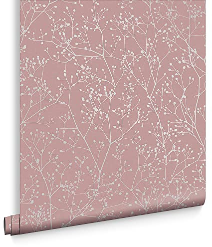 Clarissa Hulse Gypsophila Shell and Rose Gold Wallpaper | Pink Wallpaper | Trail Wallpaper | Eco-friendly Wallpaper