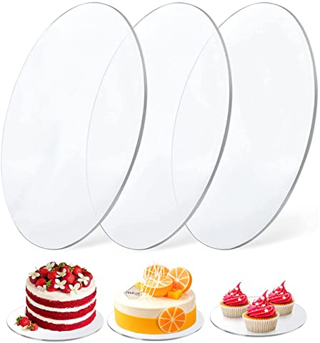 LWAIX Base para Tartas Base Tartas Acrílicas 3pcs Reutilizables Cake Board no Adhesivas para Servir Tartas y Pasteles (21CM)