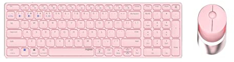 Rapoo 9750M kabelloses Tastatur-Maus Set Wireless Deskset 1600 DPI Sensor wiederaufladbarer Akku flaches Aluminium Design DE-Layout QWERTZ PC & Mac - pink
