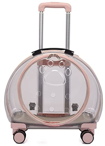 KITCISSL Katzentransportbox Hunderucksack Transportbox Katze mit Rädern, Hundewagen Multifunktionaler Transportbox für Kleine Hunde, Katzenbox Trixie Transportbox mit Großem Raum (Color : Pink A)