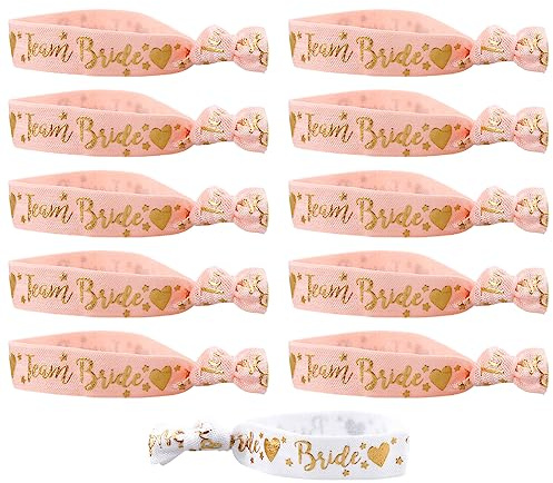 Armband-Set für Junggesellinnenabschied, 1 weißes Braut-Armband + 10 Phosphor-Team-Braut-Armband