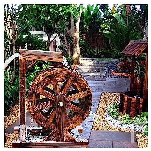 Holz-Wasserrad-Brunnen, Wasserfall-Rad, Gartendekoration, Wasserlandschaft, Garten, Terrasse, Teich, Wasserpumpe, Holz-Design-Brunnen, Freistehender Brunnen For Den Außenbereich, Balkon, Garten, Garte