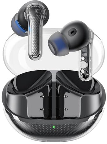 SoundPEATS Clear Bluetooth-Kopfhörer, 12-mm-Treiber und Dual-ENC-Mikrofon für klare Anrufe Spielmodus 40 Stunden Wiedergabezeit App-Steuerung