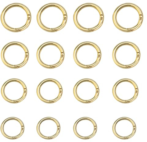 ZEACCT 16 Stück Feder-O-Ringe, runder Karabiner, Metall-Feder-Schlüsselanhänger, runder Feder-Druckknopf-Clip, für Geldbörsen, Schlüsselanhänger, DIY-Bastelarbeiten, Handtaschen-Dekorationen.