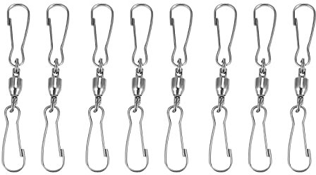 Simpls Pack of 8 Double Clip Swivel Hooks for Wind Spinner, Windsock, Bird Feeder, Wind Chimes Crystal Twisters