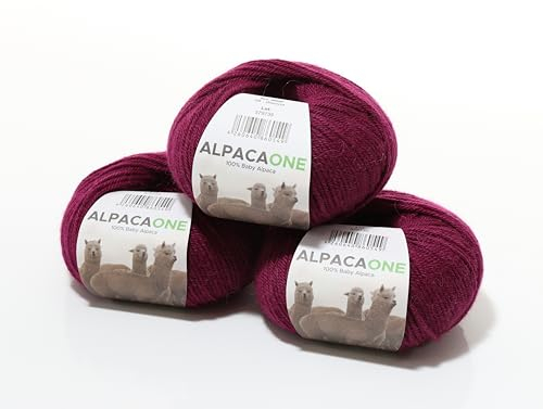 150 Gramm 100% Baby Alpaka Wolle 112m 4-4,5 Nadelstärke Nm 4/9 Strick-Häkel Garn Strickwolle, Farbe: Weinrot