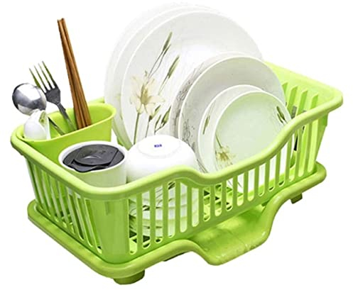 Escurreplatos Escurridor De Platos Escurreplatos para Fregadero De Encimera De Cocina Rejilla para Secar Platos Bandeja De Cubiertos De Plástico Extraíble Escurridor De Platos En El Fregadero Re
