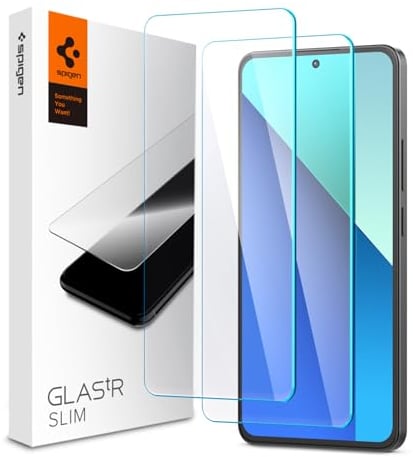 Spigen Glas.tR Slim Protector Pantalla para Xiaomi Redmi Note 13 4G (No para 5G), 2 Unidades, Alta Definición, Dureza 9H, Compatible con Funda
