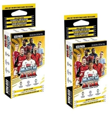 Topps Match Attax Saison 2024/25 – UEFA Champions League Sammlerkartei-Pack (2x Eco Pack Blister mit je 3x Booster je 12x Sammelkarten + 2 Limited Edition Cards)