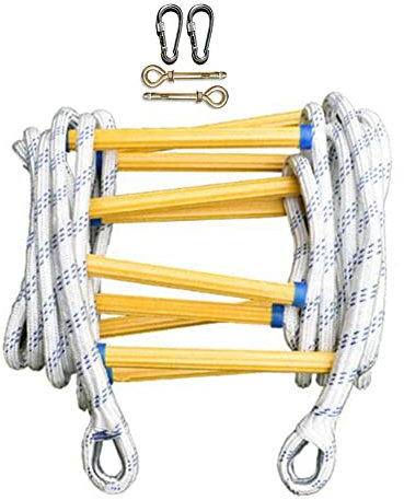 2-10 Storey Evacuation Safety Ladder Rope Ladder Fire Escape Ladders Fireproof Rescue Ladder with Hooks Emergency Fire Escape Ladder/6M/20Ft/25M/82Ft