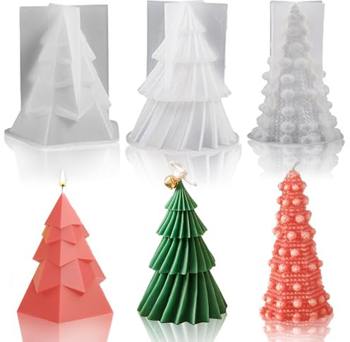 mohito 3 pezzi Stampi per Albero di Natale 3D,Stampo per Candele Albero di Natale,3D Stampo Candela Albero di Natale,Adatto per decorazioni natalizie candele profumate in gesso