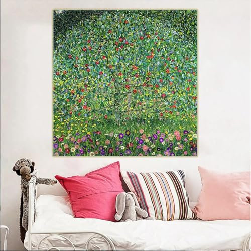 Gustav Klimt 《Apfelbaum I, 1912》Kunst auf Leinwand, berühmte Kunstwerke, Posterdrucke, Wandbilder, Inneneinrichtung für Zuhause, 70 x 70 cm, mit Rahmen