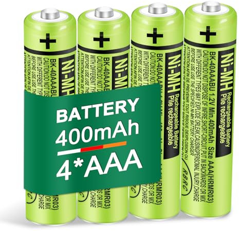 BK-40AAABU 4 Pack NI-MH 400mAh 1.2 V AAA Rechargeable Batteries for Panasonic Handsets Rechargeable Batterirs for Cordless Phones