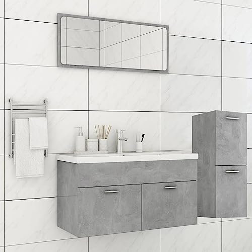 Möbelsets Badmöbel Sets Badmöbel Set Beton Grau Holzwerkstoff
