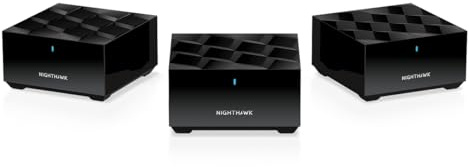 NETGEAR Nighthawk Tri-Band Mesh WiFi 6 System (MK73S) - Router + 2 Satellite Extenders - 3Gbps Speed, Coverage Up to 4,500 sq. ft., 25 Devices, Includes 1 Armor