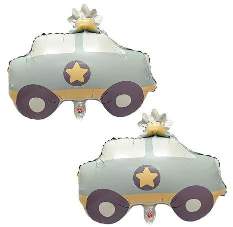 2PCS Mattes Car Balloon Police Car Balloons Large Beautiful Caricature Decor Kid Birthday Party Decoration for Boys & Girls