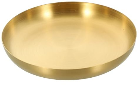 PHENOFICE Snack-Platte edelstahlplatte edelstahlteller kuchenplatten Stahlplatten rundes Tablett Tabletts geschirrtuch rostfreies Pizzablech Servierteller für Speisen Rostfreier Stahl Golden