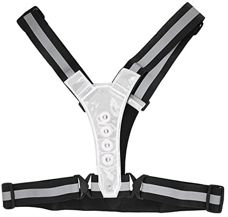 equlup Reflektierende Laufweste, verstellbare LED-elastische reflektierende Weste, gut sichtbare Sicherheitsweste für Damen und Herren, Outdoor-Nachtsport (Schwarz und Weiß)