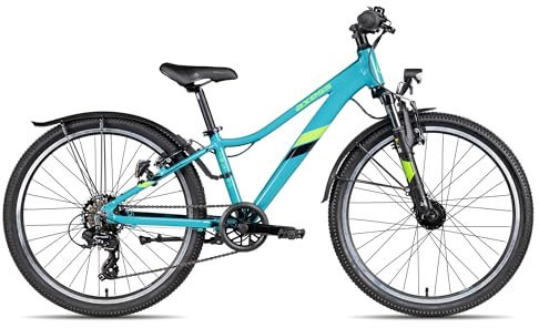 Axess Stipe Street 24 | verkehrssicheres Kinderfahrrad | 24 Zoll Mountainbike | 7-Gang Schaltung | Felgenbremsen, Farbe:Blue, Rahmengröße:Unisize