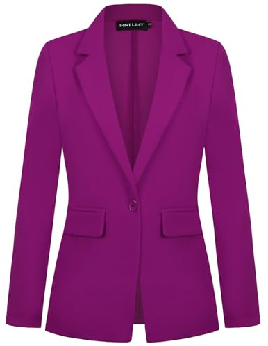 Kyzoeyou Blazer da donna con un bottone giacca blazer con risvolto dentellato casual elegante classico formale manica lunga abbigliamento da lavoro con risvolto