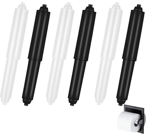 6 Pcs Toilet Roll Holder, White Toilet Paper Holder Roll, Black Toilet Roll Holder, Toilet Roll Spring Insert, Adjustable Length from 10.2 cm to 15.2 cm, Ideal for Bathroom or Toilet Use
