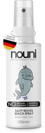 Kinder Sea Salt Spray von nouni, Beach Waves Spray für Mädchen und Jungen, Mit Meersalz, Vegan, Made in Germany, Ohne Silikone Parabene Aluminium, Salty Waves Beach Spray, 100 ml