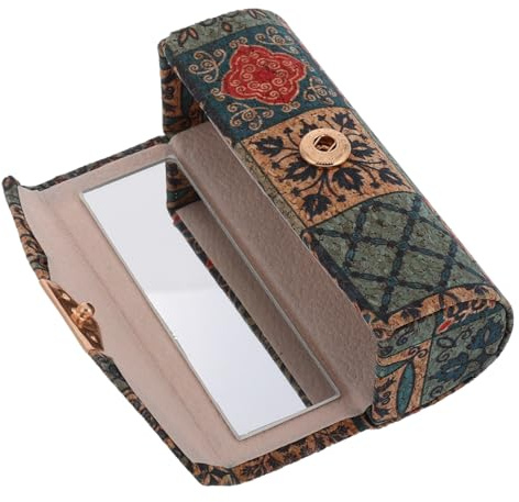 VALICLUD Support de rouge à lèvres floral pour femme avec miroir intégré, sac de rangement en liège, étui de rangement portable pour rouge à lèvres pour voyage, résistant aux rayures, organiseur de