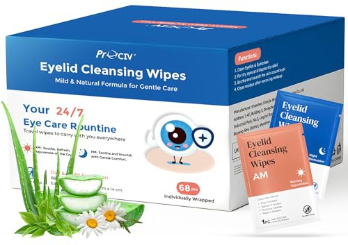 Day & Night Eyelid Wipes for Dry Eyes & Blepharitis Relief - Morning Revitalizing & Evening Soothing Restoration, Dual Use Eyelid & Lash Cleaner for Women and Men, Travel Essentials